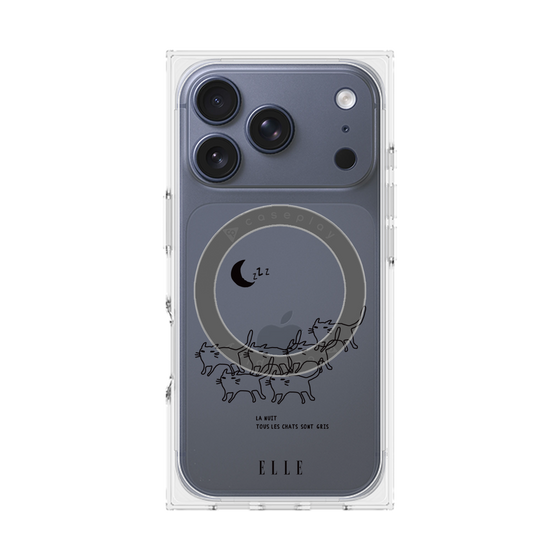 プレミアムスクエアケース with MagSafe［ ELLE - All cats are grey in the dark ］