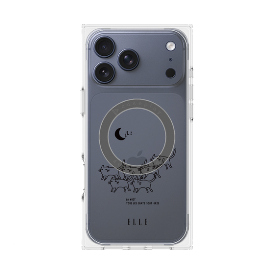 プレミアムスクエアケース with MagSafe［ ELLE - All cats are grey in the dark ］