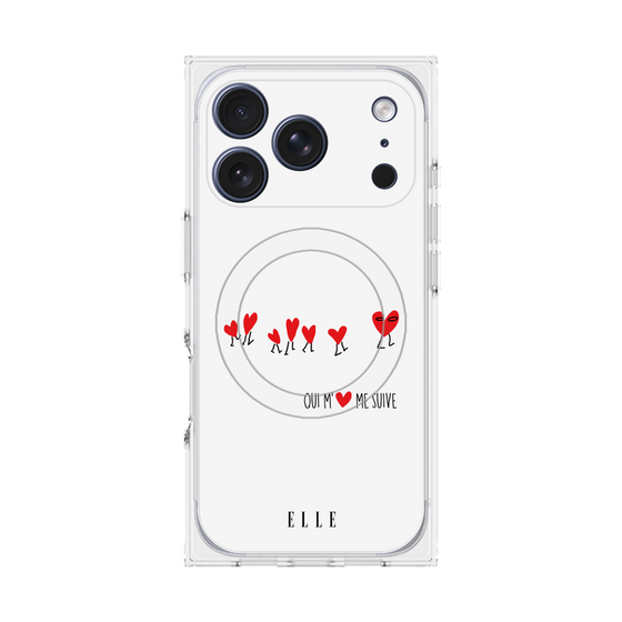 プレミアムスクエアケース with MagSafe［ ELLE - Let who love me follow me - ホワイト ］