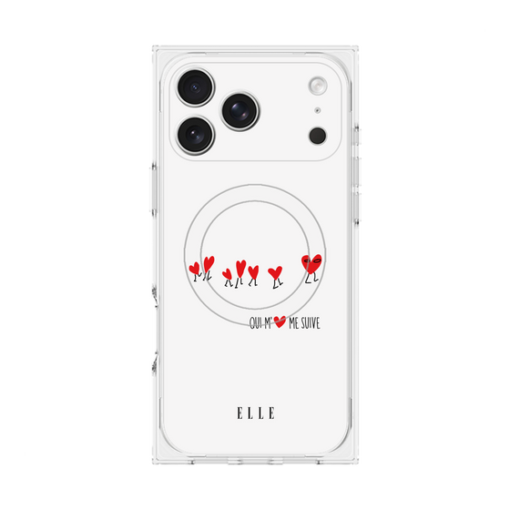 プレミアムスクエアケース with MagSafe［ ELLE - Let who love me follow me - ホワイト ］