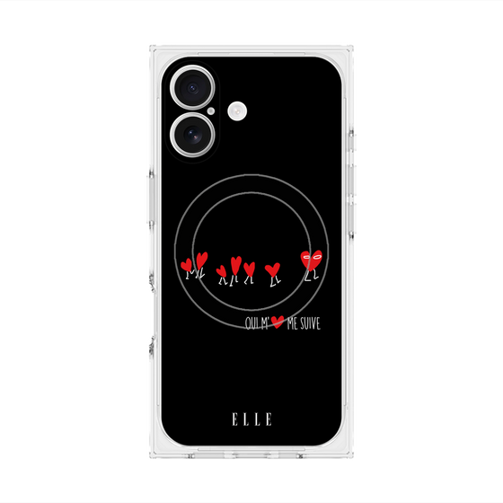 プレミアムスクエアケース with MagSafe［ ELLE - Let who love me follow me - ブラック ］