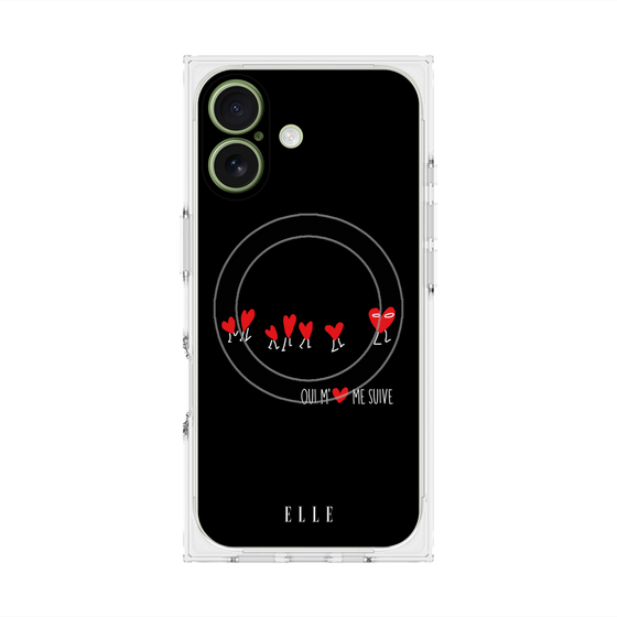 プレミアムスクエアケース with MagSafe［ ELLE - Let who love me follow me - ブラック ］