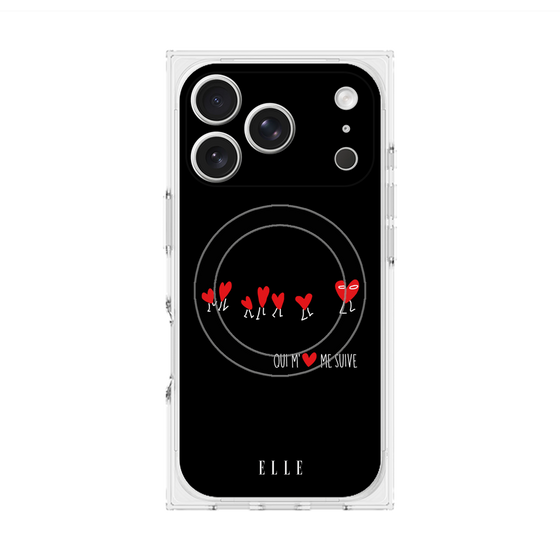 プレミアムスクエアケース with MagSafe［ ELLE - Let who love me follow me - ブラック ］