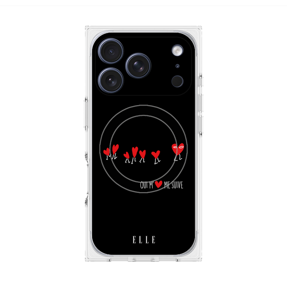 プレミアムスクエアケース with MagSafe［ ELLE - Let who love me follow me - ブラック ］