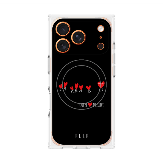 プレミアムスクエアケース with MagSafe［ ELLE - Let who love me follow me - ブラック ］