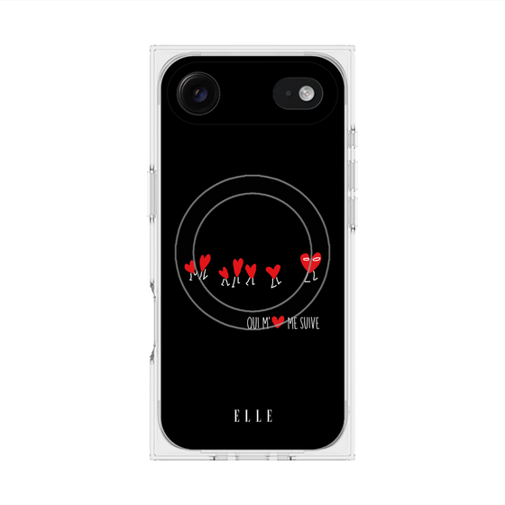 プレミアムスクエアケース with MagSafe［ ELLE - Let who love me follow me - ブラック ］