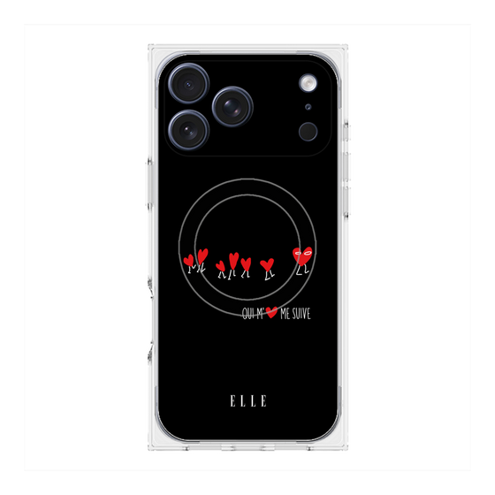 プレミアムスクエアケース with MagSafe［ ELLE - Let who love me follow me - ブラック ］