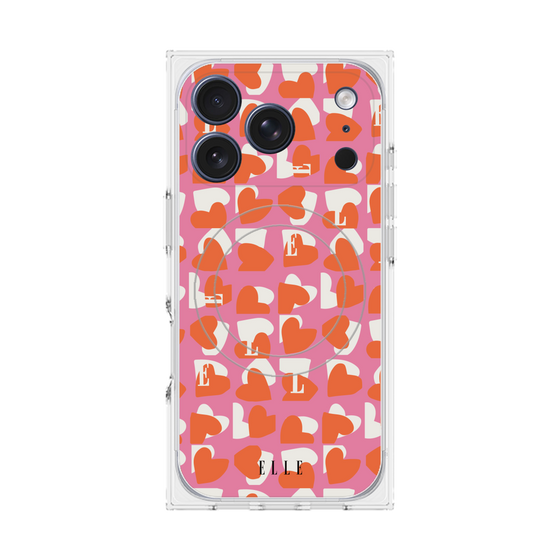 プレミアムスクエアケース with MagSafe［ ELLE - Saint Valentin - ピンク ］