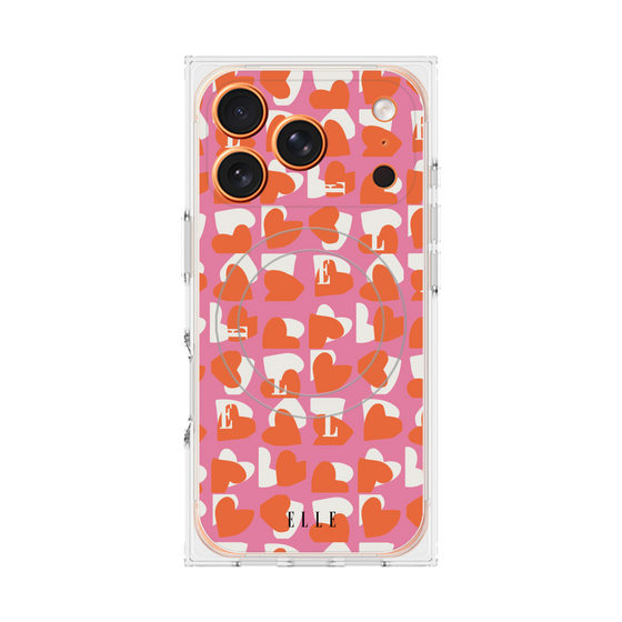 プレミアムスクエアケース with MagSafe［ ELLE - Saint Valentin - ピンク ］