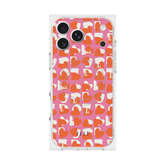 プレミアムスクエアケース with MagSafe［ ELLE - Saint Valentin - ピンク ］