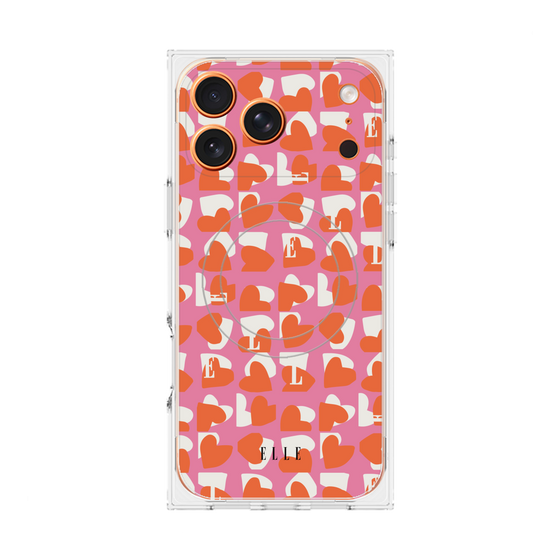 プレミアムスクエアケース with MagSafe［ ELLE - Saint Valentin - ピンク ］