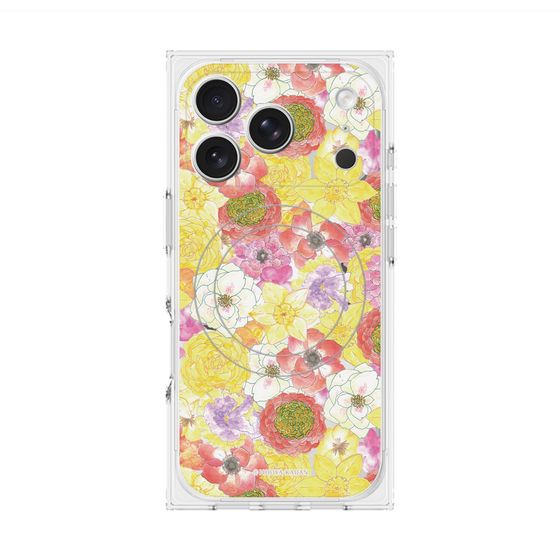 プレミアムスクエアケース with MagSafe［ 日比谷花壇 - HarmonyinBloom - イエロー ］