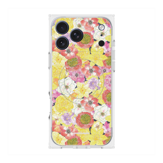 プレミアムスクエアケース with MagSafe［ 日比谷花壇 - HarmonyinBloom - イエロー ］