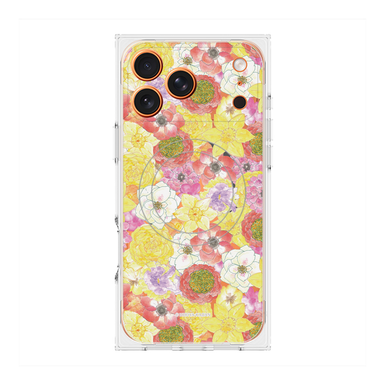 プレミアムスクエアケース with MagSafe［ 日比谷花壇 - HarmonyinBloom - イエロー ］