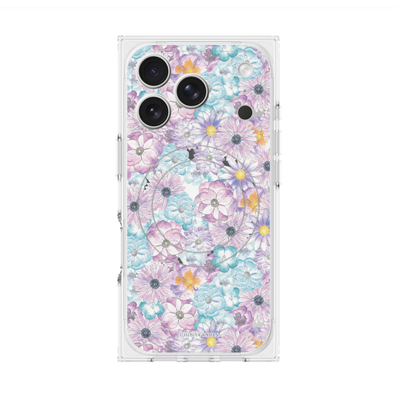 プレミアムスクエアケース with MagSafe［ 日比谷花壇 - HarmonyinBloom - パープル ］