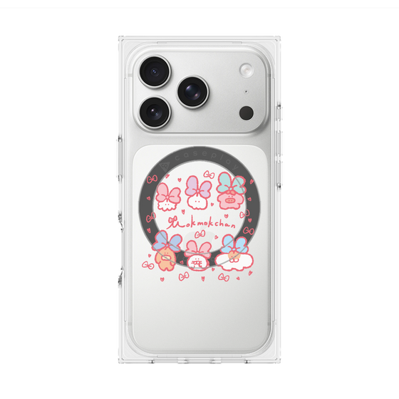 プレミアムスクエアケース with MagSafe［ もくもくちゃん - リボン ］