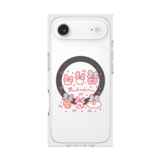 プレミアムスクエアケース with MagSafe［ もくもくちゃん - リボン ］