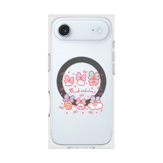プレミアムスクエアケース with MagSafe［ もくもくちゃん - リボン ］