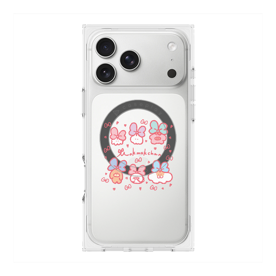 プレミアムスクエアケース with MagSafe［ もくもくちゃん - リボン ］