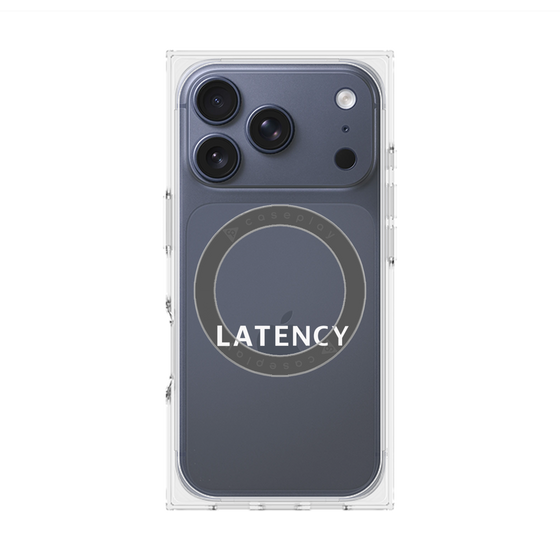 プレミアムスクエアケース with MagSafe［ LATENCY - Logotype - Clear ］