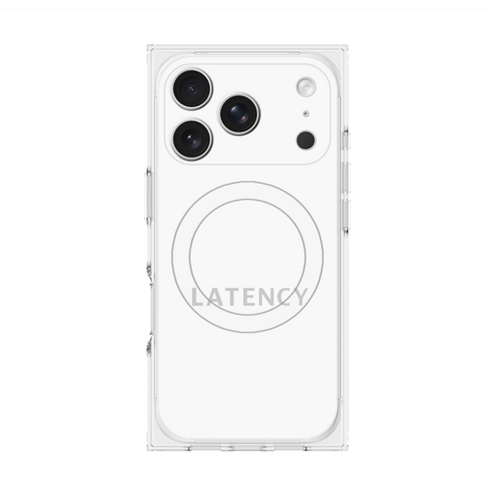 プレミアムスクエアケース with MagSafe［ LATENCY - Logotype - White ］