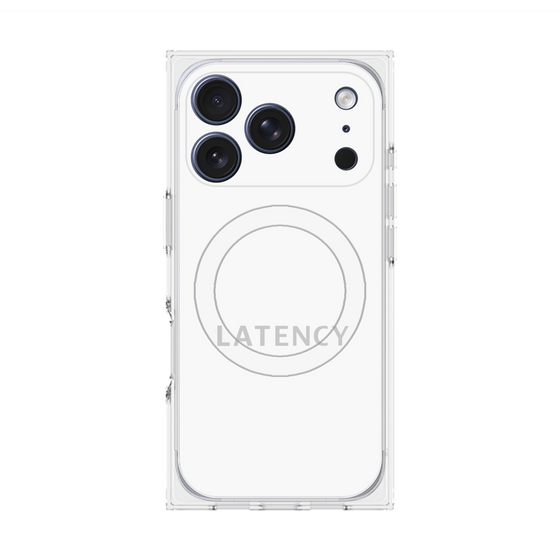 プレミアムスクエアケース with MagSafe［ LATENCY - Logotype - White ］
