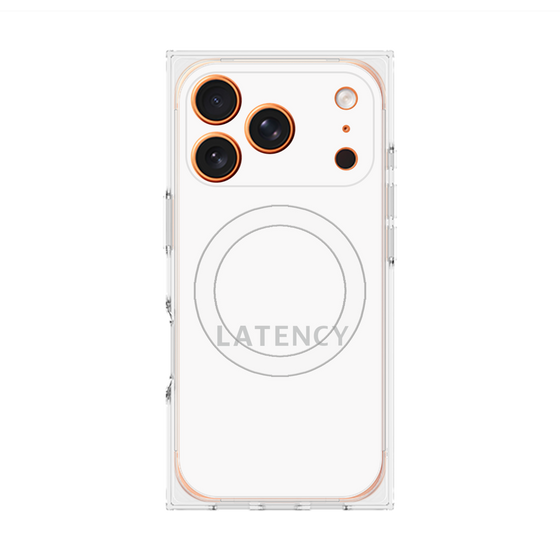 プレミアムスクエアケース with MagSafe［ LATENCY - Logotype - White ］