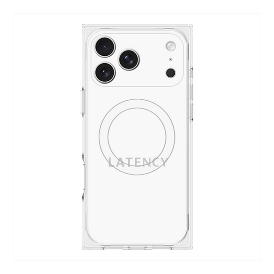 プレミアムスクエアケース with MagSafe［ LATENCY - Logotype - White ］