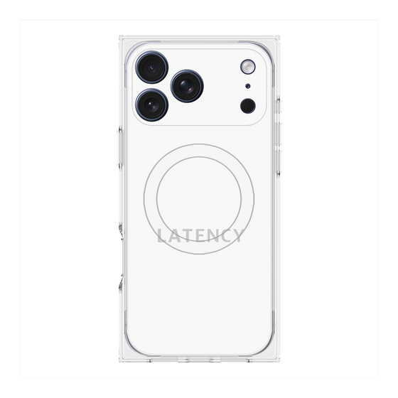プレミアムスクエアケース with MagSafe［ LATENCY - Logotype - White ］
