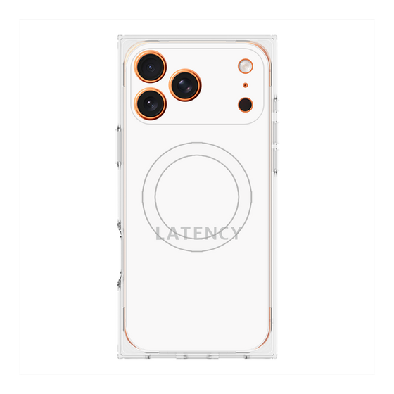 プレミアムスクエアケース with MagSafe［ LATENCY - Logotype - White ］