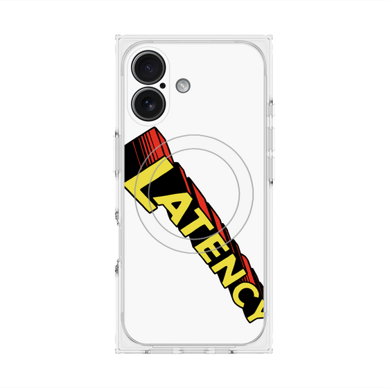 プレミアムスクエアケース with MagSafe［ LATENCY - Rock logo - White ］
