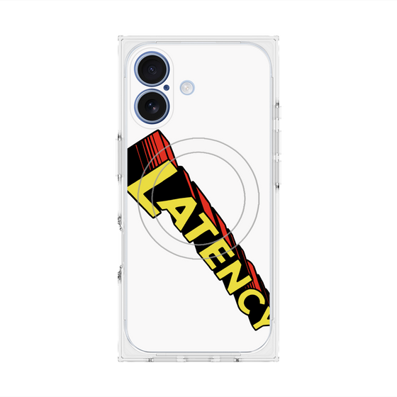 プレミアムスクエアケース with MagSafe［ LATENCY - Rock logo - White ］