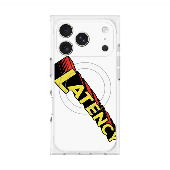 プレミアムスクエアケース with MagSafe［ LATENCY - Rock logo - White ］