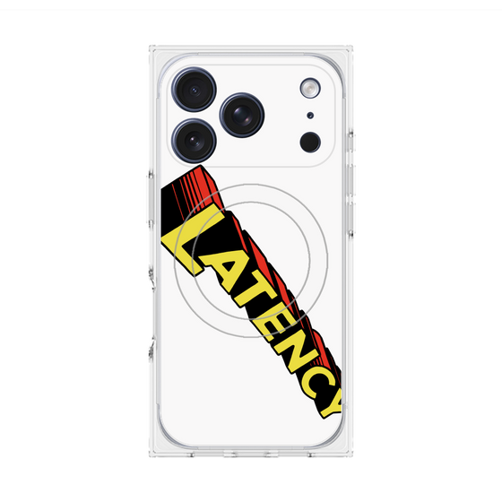 プレミアムスクエアケース with MagSafe［ LATENCY - Rock logo - White ］