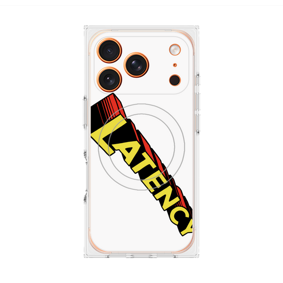 プレミアムスクエアケース with MagSafe［ LATENCY - Rock logo - White ］