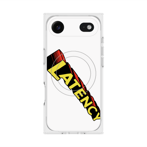 プレミアムスクエアケース with MagSafe［ LATENCY - Rock logo - White ］