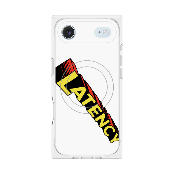 プレミアムスクエアケース with MagSafe［ LATENCY - Rock logo - White ］