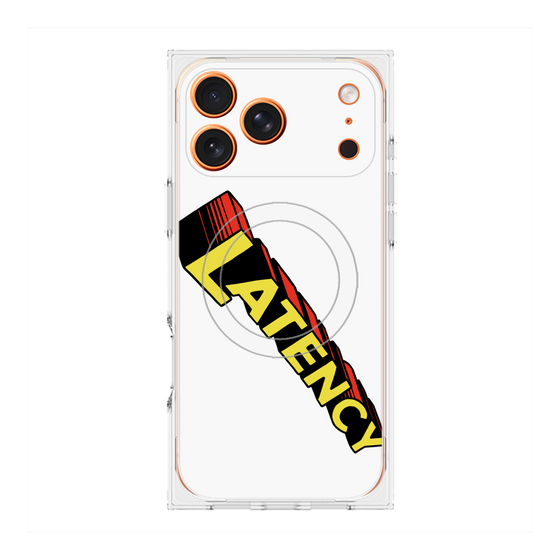 プレミアムスクエアケース with MagSafe［ LATENCY - Rock logo - White ］