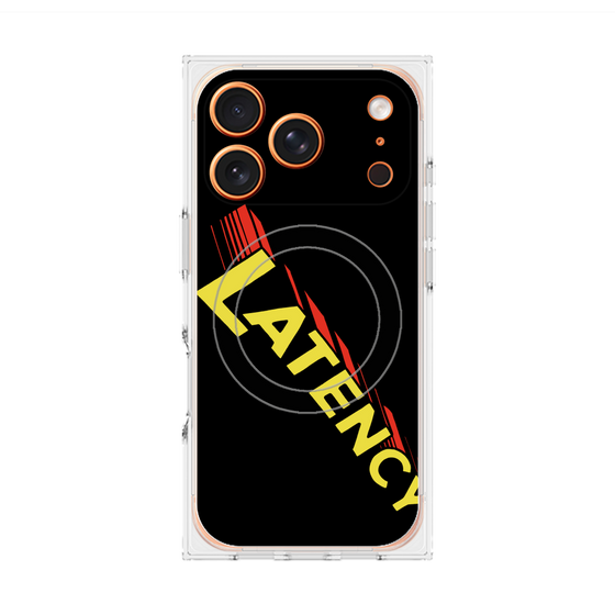 プレミアムスクエアケース with MagSafe［ LATENCY - Rock logo - Black ］
