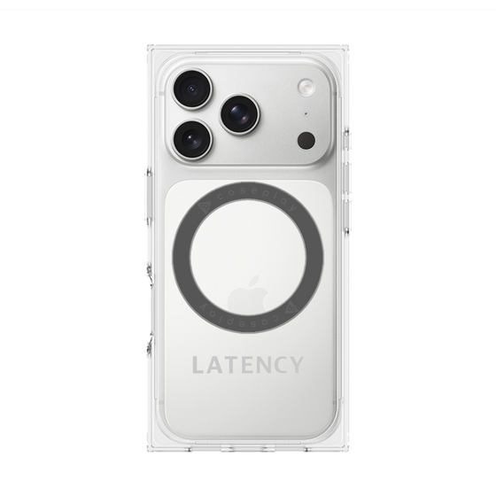 プレミアムスクエアケース with MagSafe［ LATENCY - Logotype - Gray ］