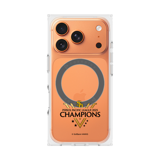 プレミアムスクエアケース with MagSafe［ 福岡ソフトバンクホークス - PERSOL PACIFIC LEAGUE 2025 CHAMOIONS ロゴ - クリア ］