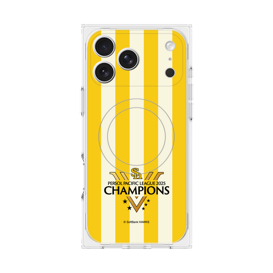 プレミアムスクエアケース with MagSafe［ 福岡ソフトバンクホークス - PERSOL PACIFIC LEAGUE 2025 CHAMOIONS ロゴ - ストライプ ］