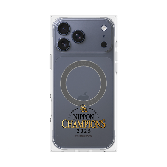 プレミアムスクエアケース with MagSafe［ 福岡ソフトバンクホークス - NIPPON CHAMPIONS 2025 ロゴ - クリア ］