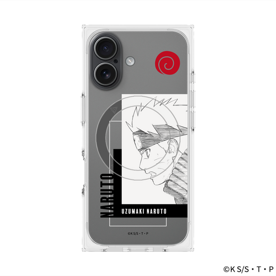 プレミアムスクエアケース with MagSafe［ NARUTO -ナルト- 疾風伝 - うずまきナルト - 線画 ］