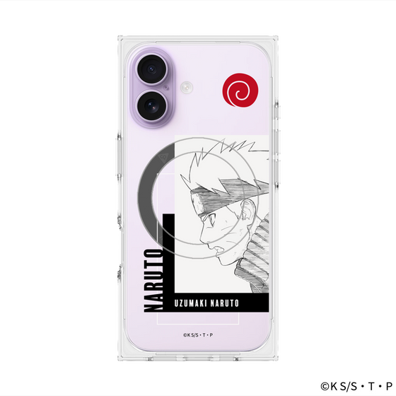 プレミアムスクエアケース with MagSafe［ NARUTO -ナルト- 疾風伝 - うずまきナルト - 線画 ］