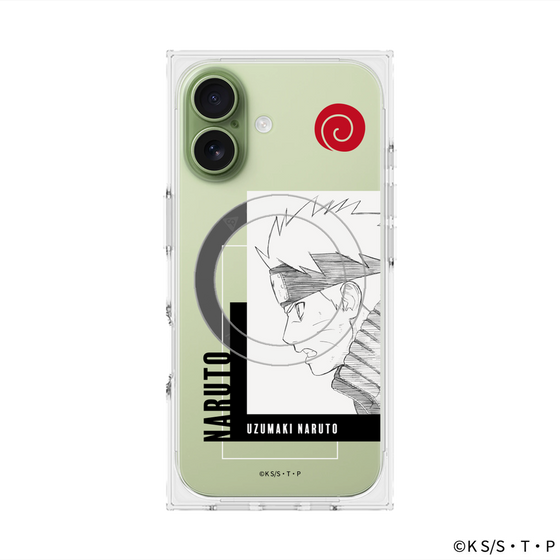 プレミアムスクエアケース with MagSafe［ NARUTO -ナルト- 疾風伝 - うずまきナルト - 線画 ］