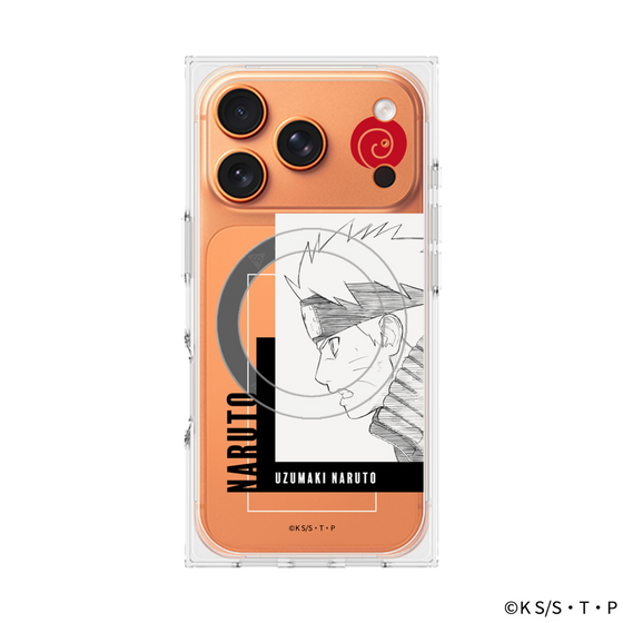 プレミアムスクエアケース with MagSafe［ NARUTO -ナルト- 疾風伝 - うずまきナルト - 線画 ］