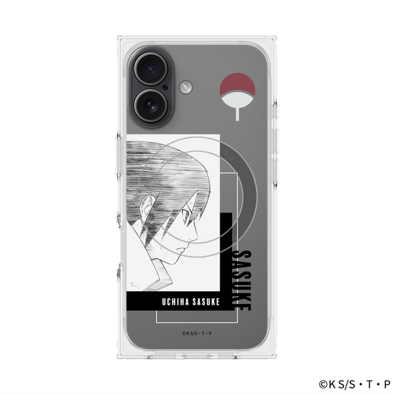 プレミアムスクエアケース with MagSafe［ NARUTO -ナルト- 疾風伝 - うちはサスケ - 線画 ］