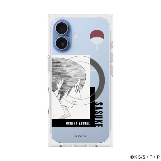 プレミアムスクエアケース with MagSafe［ NARUTO -ナルト- 疾風伝 - うちはサスケ - 線画 ］