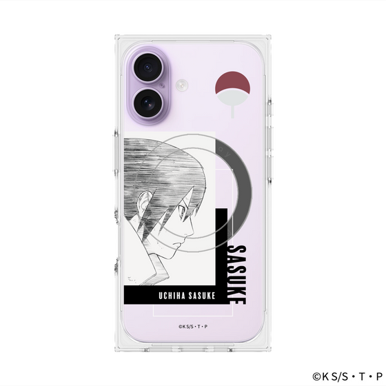 プレミアムスクエアケース with MagSafe［ NARUTO -ナルト- 疾風伝 - うちはサスケ - 線画 ］